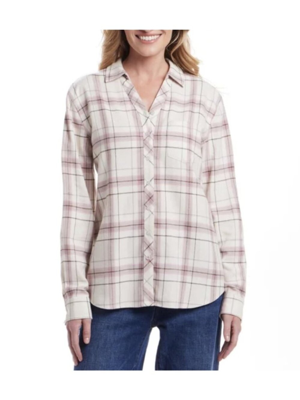 NWT Weatherproof Vintage Women's M Plaid Button-Down Flannel  Shirt G1978